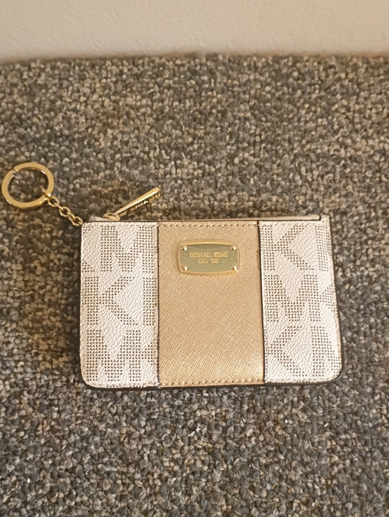 Michael Kors Accessories - Michael Kors White and Rose Gold Logo Card Holder Keychain